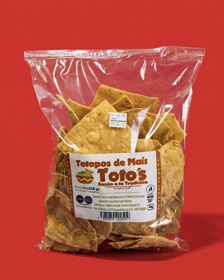 Bolsa de totopos Toto’s lista para anaquel