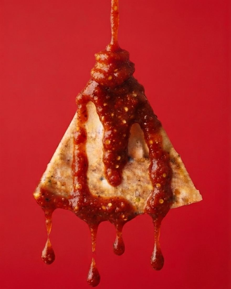 Totopo Toto’s bañado en salsa roja